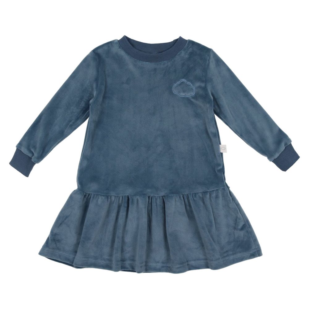 Pouf Baby's Velour Dress In Blue